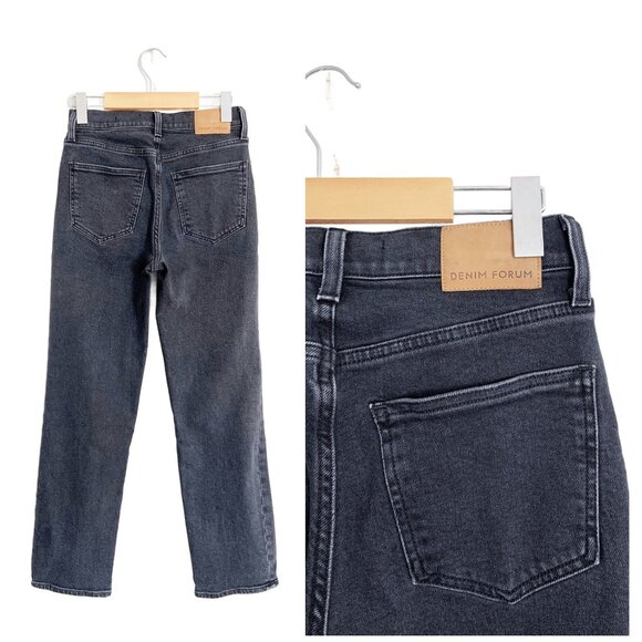The Arlo Hi-Rise Straight by Denim Forum in Washed Black / size 25 inch waist - Picture 2 of 8